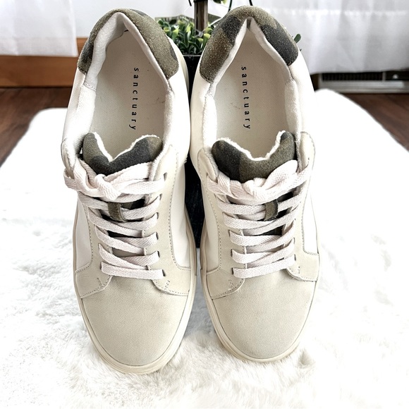 Sanctuary Daytripper Low Top Sneakers White with Camo Accent Size 6M - Picture 4 of 15